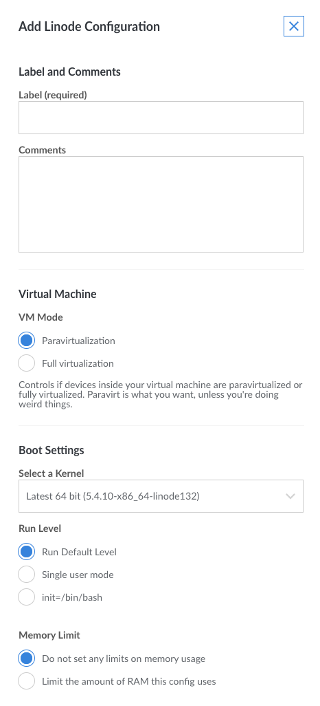 Selecting the configuration profile